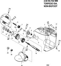 MERCURY/MARINER 9.9/13.5/15 (323CC) 8/9.9/15 BODENSEE 4-STROKE Gear Housing, Propeller Shaft - 2.00:1 Gear Ratio