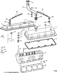 MERCRUISER 7.4L BRAVO I, II, III, ENGINE CYLINDER HEAD AND ROCKER COVER(7.4L BRAVO)