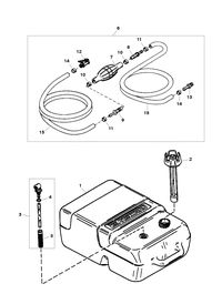 FORCE FORCE 25 H.P. (1998) FUEL TANK AND LINE ASSEMBLY (6.6 GALLON)